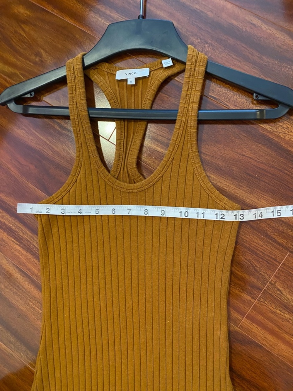 Vince Ribbed Racerback Maxi Dress - Rust Brown XS cotton blend - Picture 8 of 9